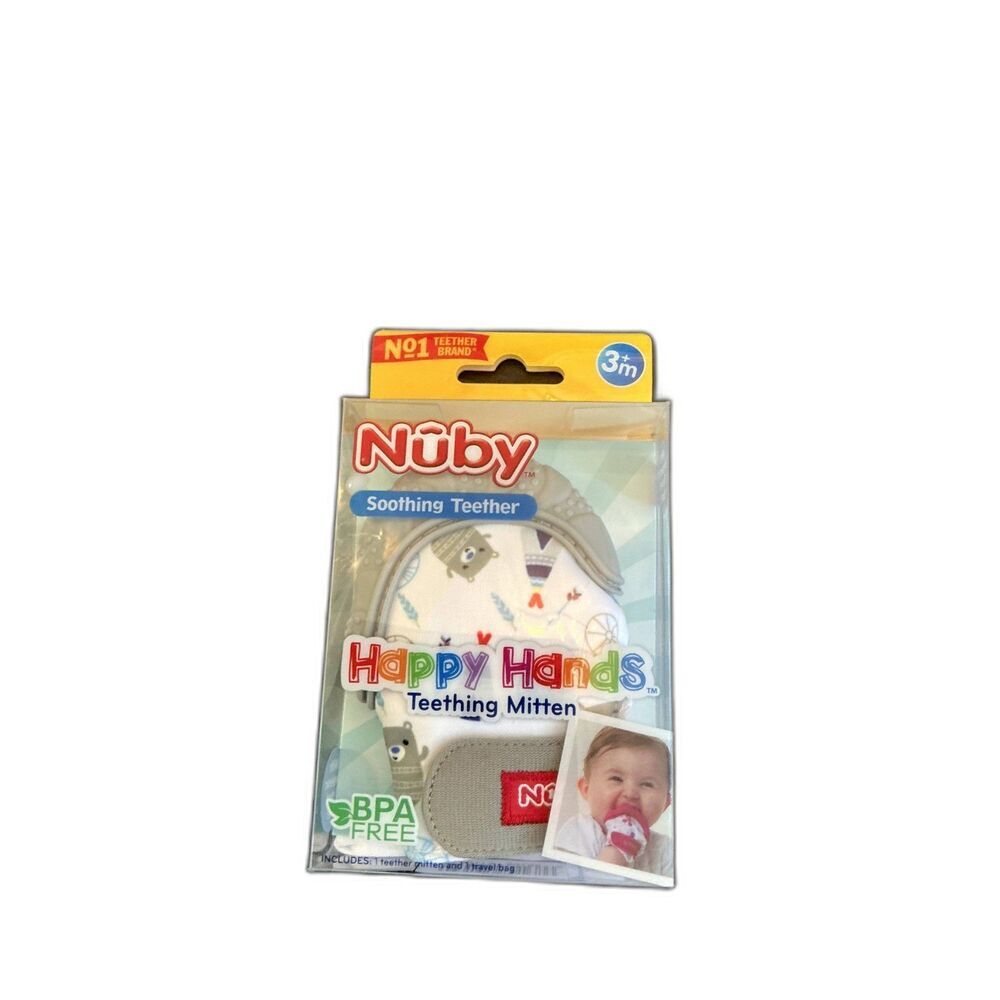 Nuby Soothing Happy Hands Teething Mitten w/ Hygienic Travel Bag